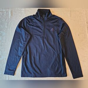 Men's Small Adidas Navy Blue / Grey Quarter-Zip Pullover, NWOT
